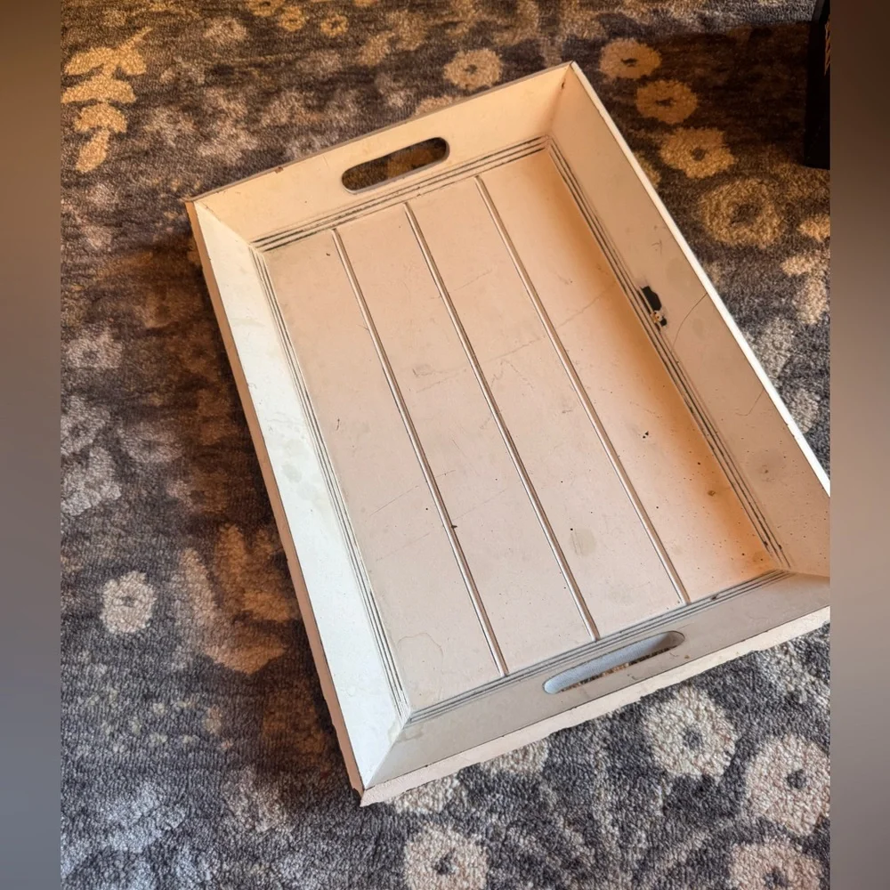 Pier 1 White Wooden Serving Tray